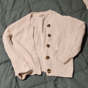 Madewell Ivory Cardigan with Wooden Buttons